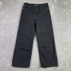 Madewell Jeans Women’s 27X23 Black Slim Wide Leg Crop High Rise Fray Hem Preppy